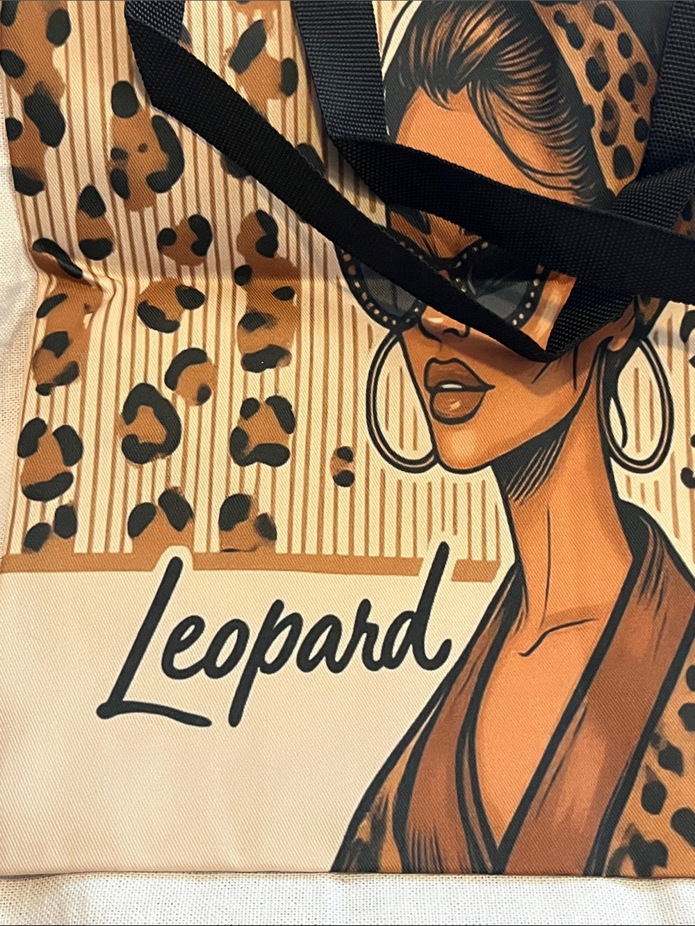 Fantastic Leopard Print Canvas Tote Bag - Fashionable Brown Print - Picture 2 of 7